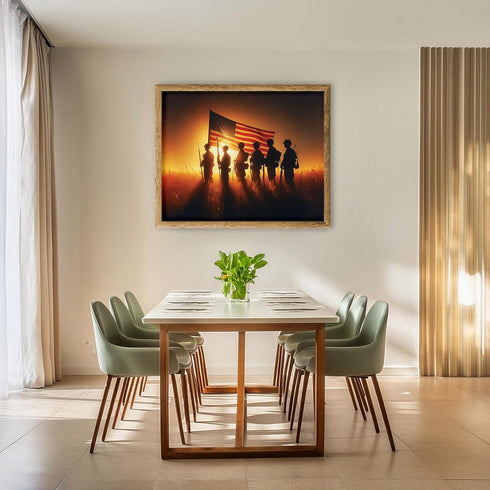 Posterizer 1 pcs-Soldiers Holding Up American Flag-Patriotic & Military Art-Gift for US Military Veterans-Gifts for Men-Living Room Bedroom Decor-...